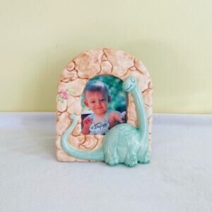 Vintage 1987 Terragrafics Ceramic Dinosaur Photo Picture Frame Kids Baby Nursery